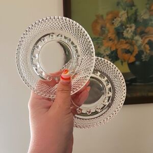 Vintage Anchor Hocking clear glass hobnail ashtrays (2)